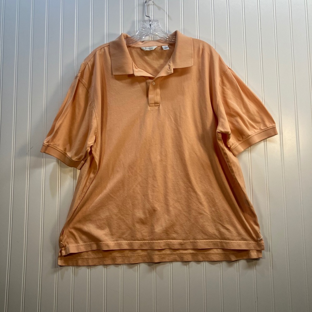Turnbury Mens Short Sleeve Polo Shirt‎ Peach Orange Cotton Pique Size Large